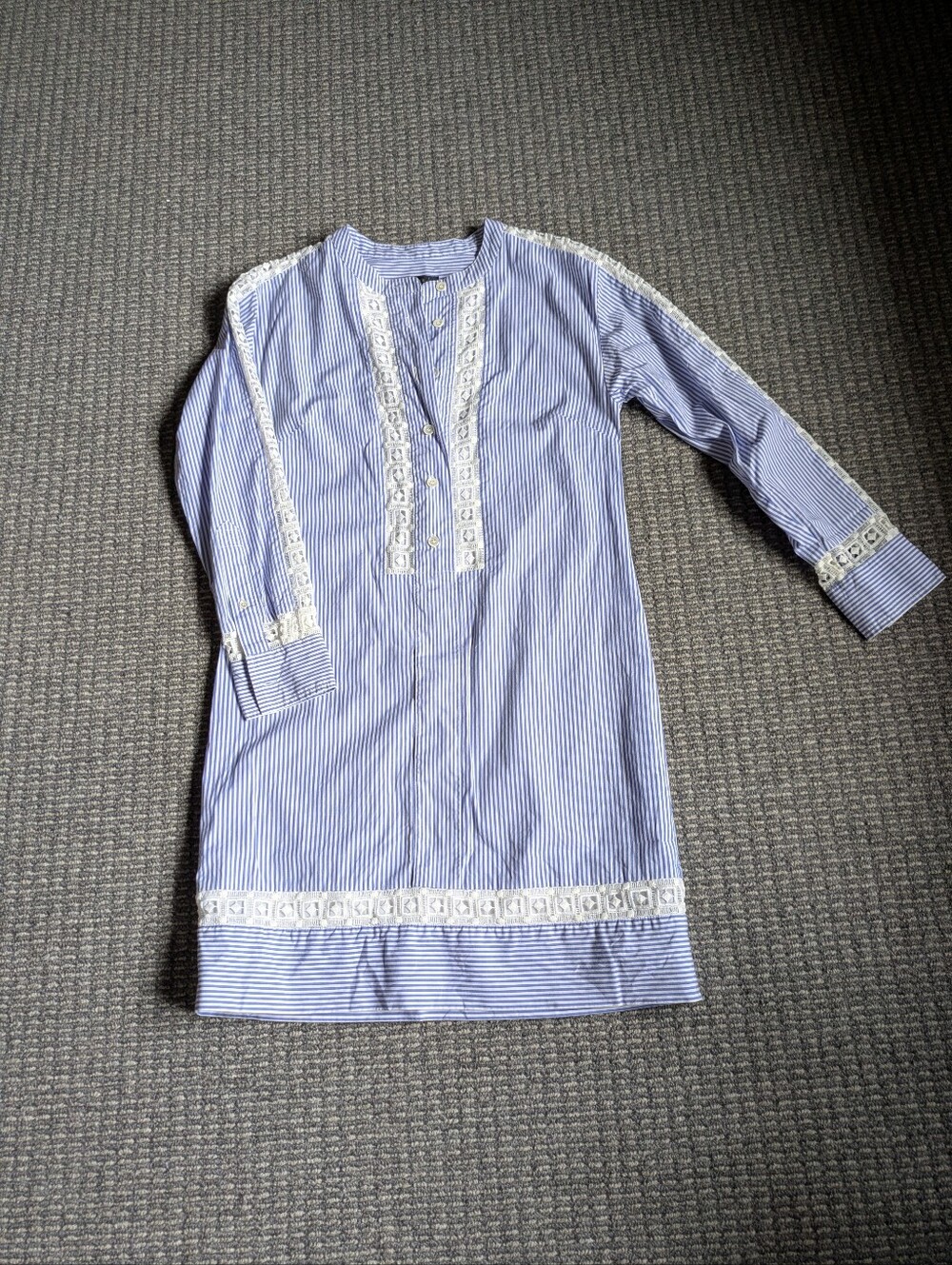 J Crew Blue And White Striped Shirt Dress